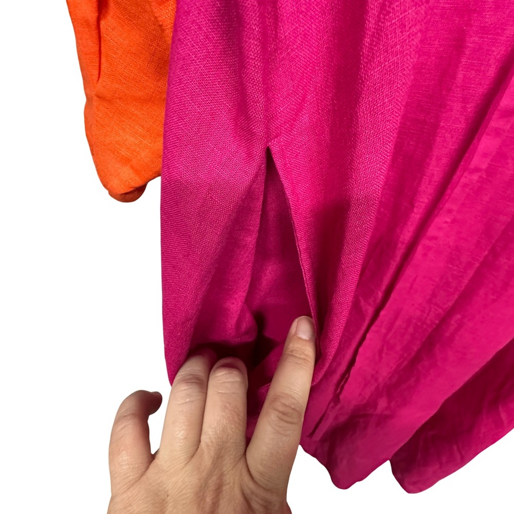 Fabiana Pigna Pink Orange Linen Cotton Blend Colorblock Oversized Dress Large - Picture 7 of 8